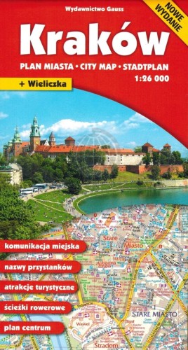 Kraków 1:26 000. Mapa / Plan miasta wydawnictwa Gauss. Okładka