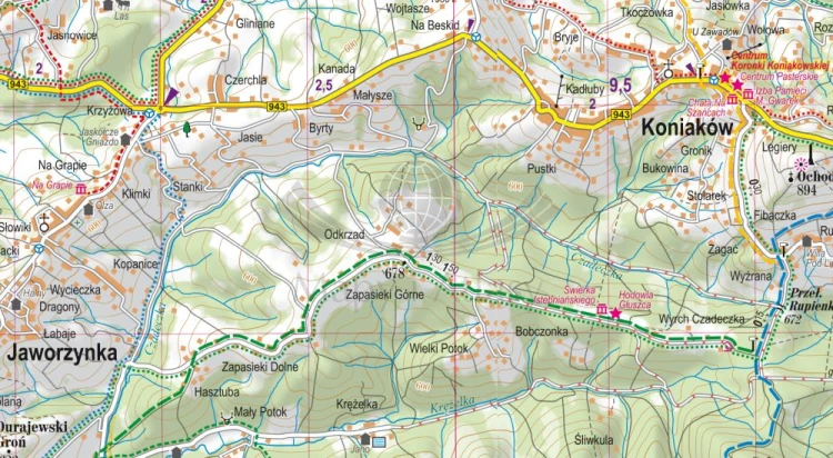 Beskid Śląski 1:50 000. Laminowana mapa turystyczna wydawnictwa ExpressMap. Fragment