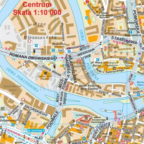 Wrocław 1:20 000. Mapa / Plan miasta wydawnictwa ArtGlob. Fragment 1