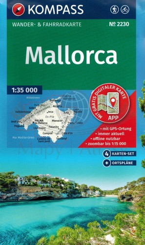 Majorka Zestaw czterech map turystycznych 2230 wydania Kompass. Okładka zestawu