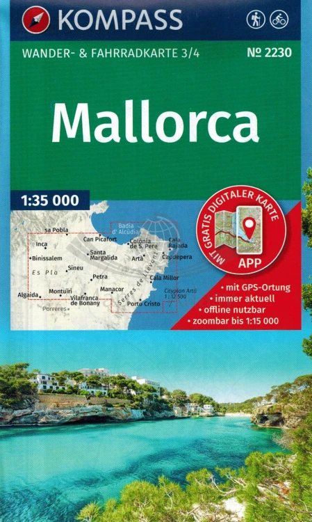 Majorka Zestaw czterech map turystycznych 2230 wydania Kompass. Mapa 3 - okładka