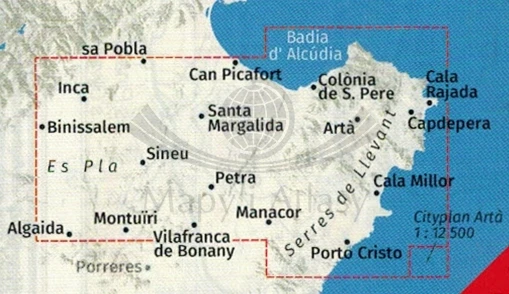 Majorka Zestaw czterech map turystycznych 2230 wydania Kompass. Mapa 3 - zasięg
