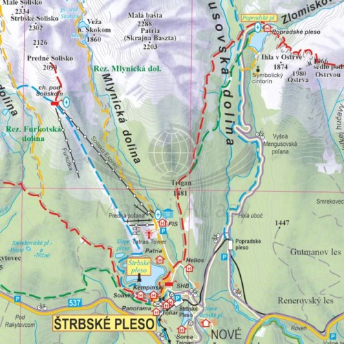 Tatry polskie i słowackie 1:50 000. Mapa ścienna turystyczna. Fragment 1