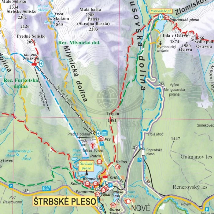 Tatry polskie i słowackie 1:50 000. Mapa ścienna turystyczna. Fragment 1