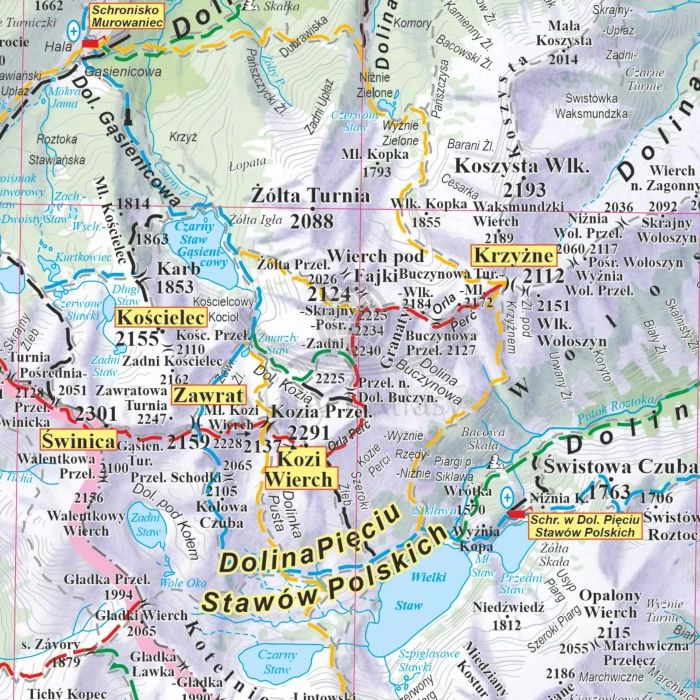 Tatry polskie i słowackie 1:50 000. Mapa ścienna turystyczna. Fragment 3