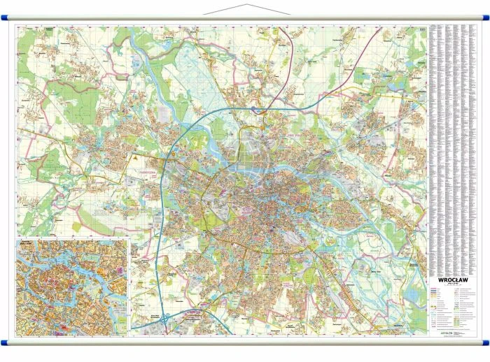 Wrocław 1:15 000. Mapa ścienna wydawnictwa ArtGlob.