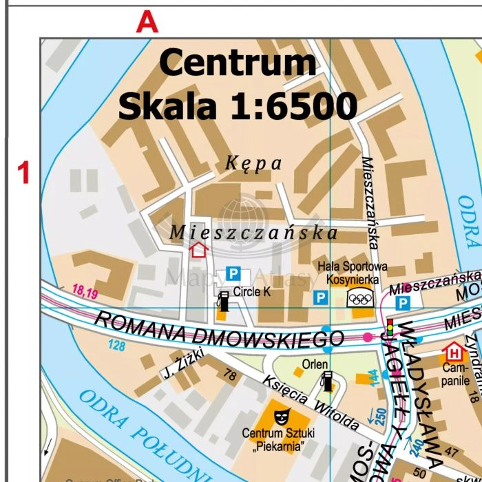 Wrocław 1:15 000. Mapa ścienna wydawnictwa ArtGlob. Fragment 2