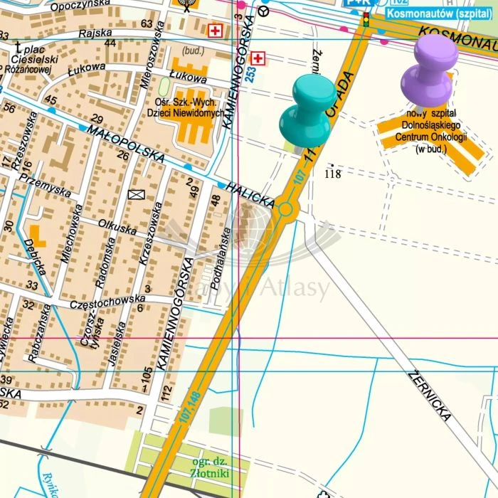 Wrocław 1:15 000. Mapa ścienna wydawnictwa ArtGlob. Fragment 1