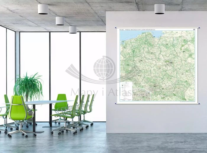 Polska 1:500 000. Mapa ścienna. Podział organizacyjny lasów państwowych wydawnictwa ArtGlob.