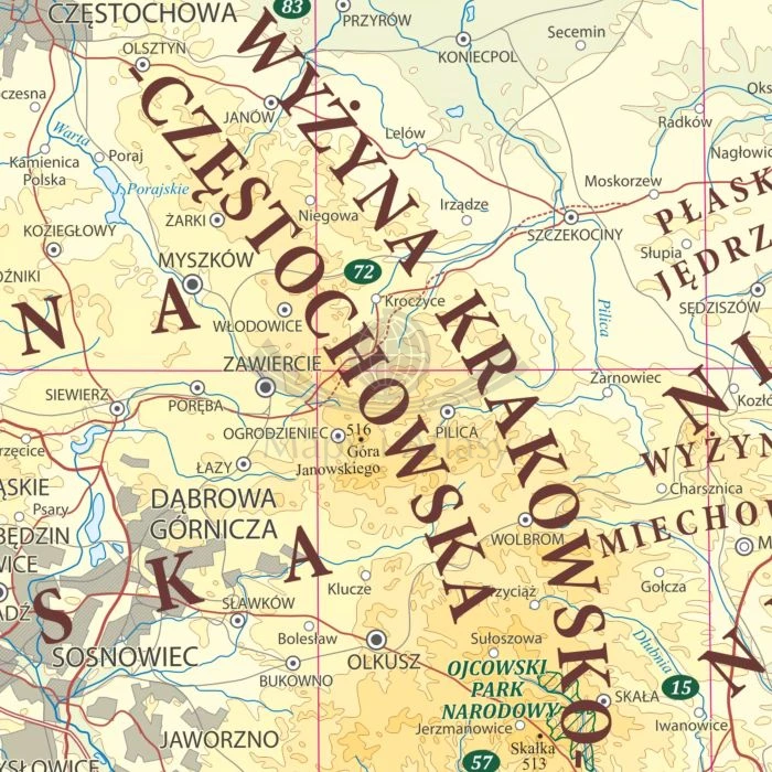 Polska 1:700 000. Dwustronna mapa ścienna fizyczna. Fragment 3
