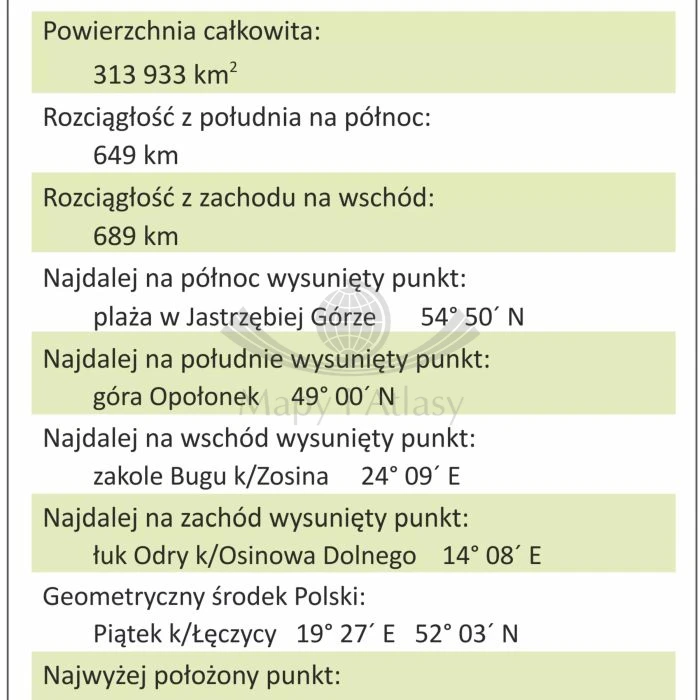 Polska 1:700 000. Dwustronna mapa ścienna fizyczna. Fragment 5