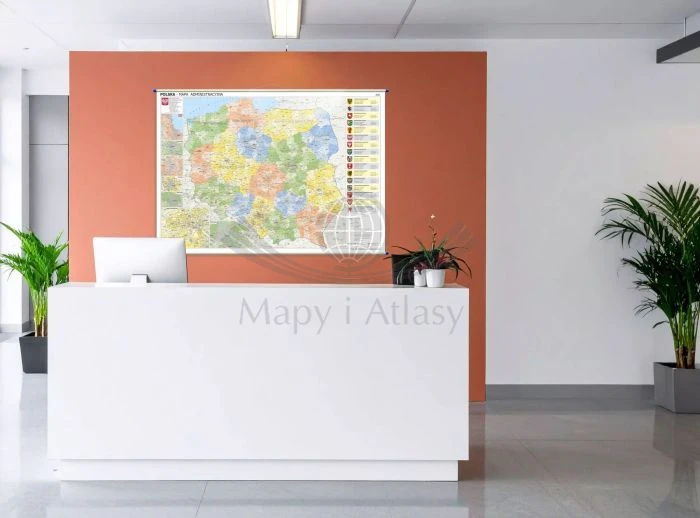 Polska 1:700 000. Dwustronna mapa ścienna. Administracyjna.