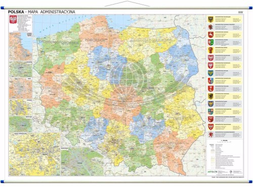 Polska 1:700 000. Dwustronna mapa ścienna. Administracyjna.