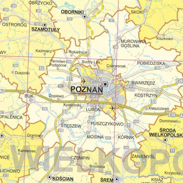 Polska 1:700 000. Dwustronna mapa ścienna. Administracyjna. Fragment 3