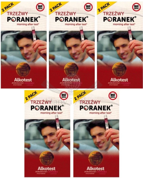 Alkomat jednorazowy. Test alkoholowy alkotest. Zestaw 10 sztuk. Trzeźwy poranek. Test and Drive