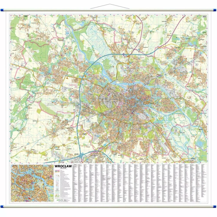 Wrocław 1:18 500. Mapa ścienna / Plan miasta.