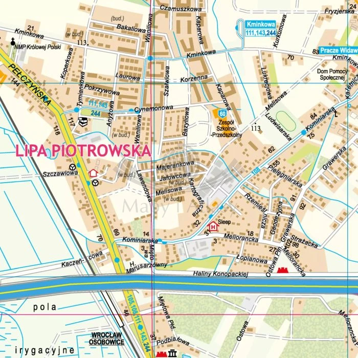 Wrocław 1:18 500. Mapa ścienna / Plan miasta. Fragment 1