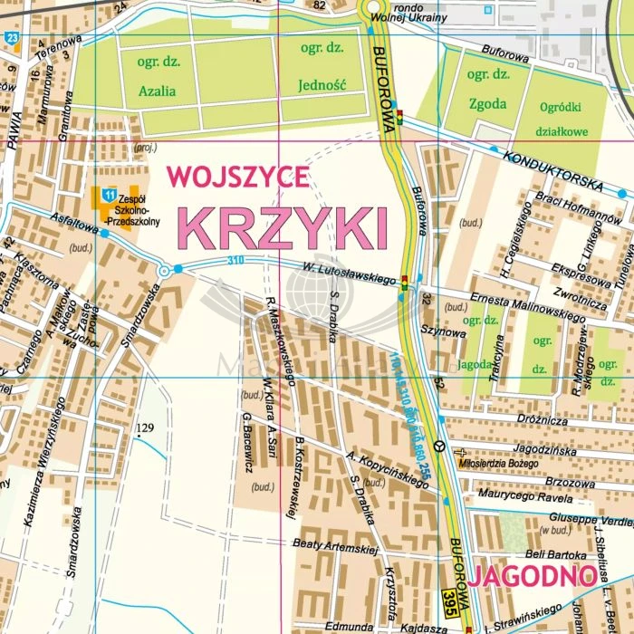 Wrocław 1:18 500. Mapa ścienna / Plan miasta. Fragment 2
