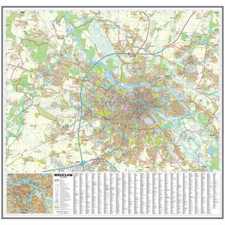 Wrocław 1:18 500. Mapa / Plan miasta. Wersja magnetyczna.