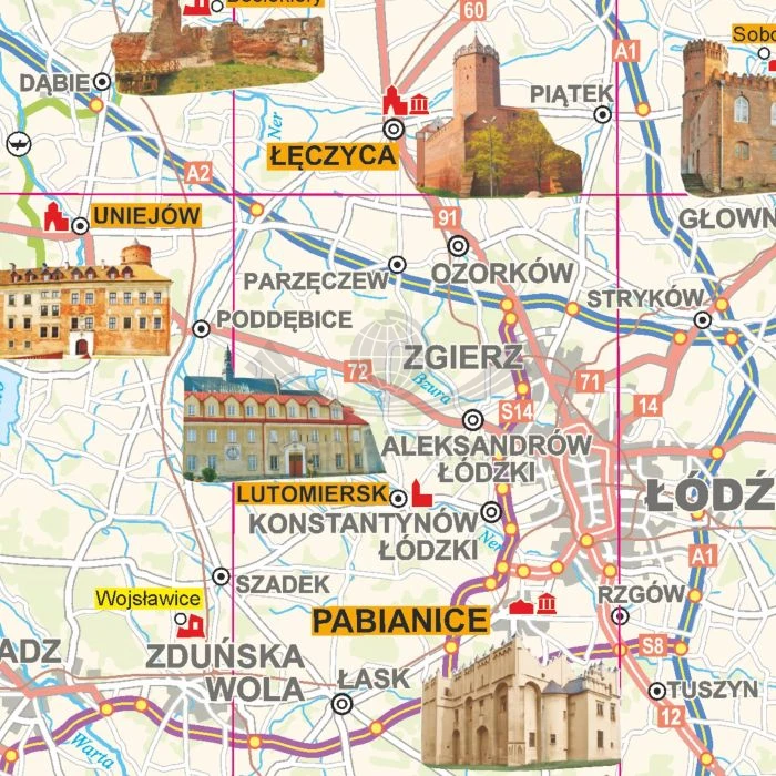 Polska 1:700 000. Mapa ścienna zamków. Fragment 1