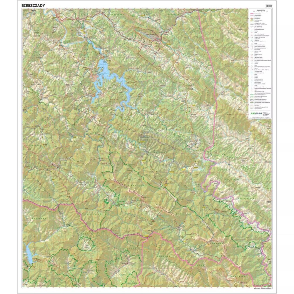 Bieszczady 1:35 000. Arkusz, mapa ścienna turystyczna