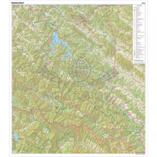 Bieszczady 1:35 000. Arkusz, mapa ścienna turystyczna