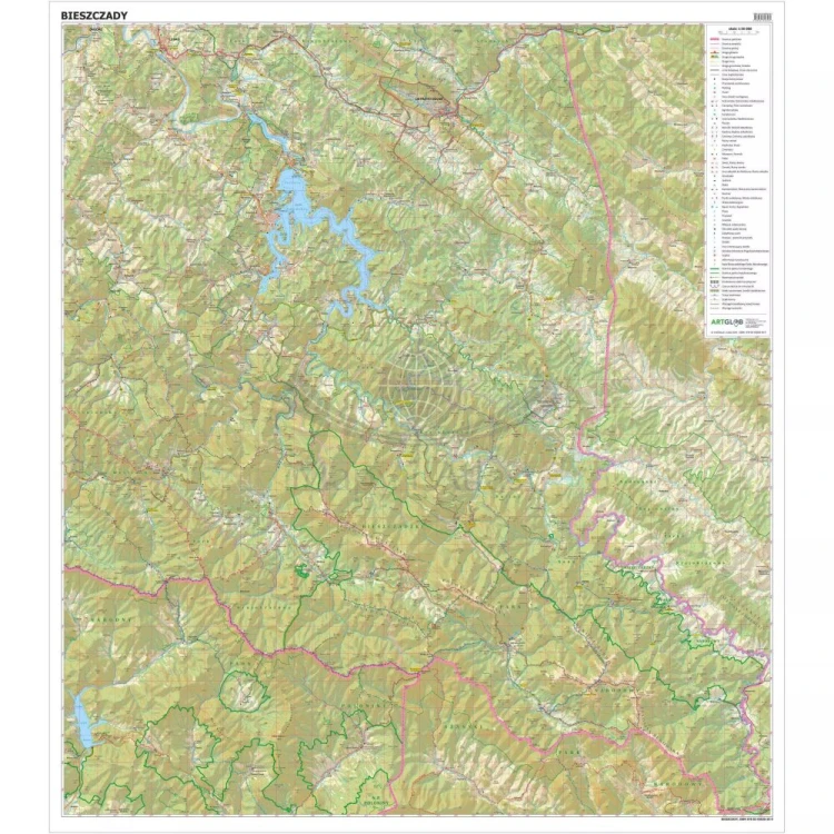 Bieszczady 1:35 000. Arkusz, mapa ścienna turystyczna