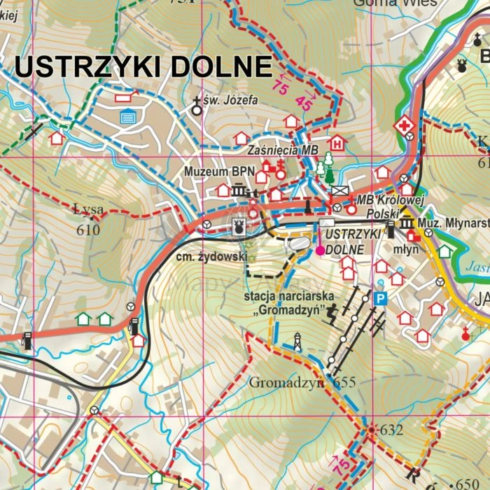 Bieszczady 1:35 000. Arkusz, mapa ścienna turystyczna. Fragment 2