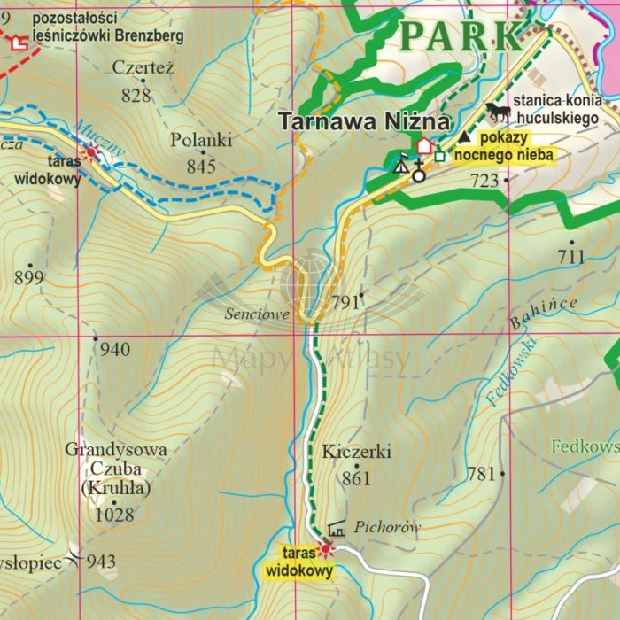 Bieszczady 1:35 000. Arkusz, mapa ścienna turystyczna. Fragment 5