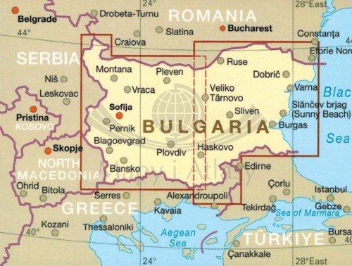 Bułgaria 1:400 000. Wodoodporna mapa samochodowo-turystyczna wydawnictwa Reise Know-How. Zasięg