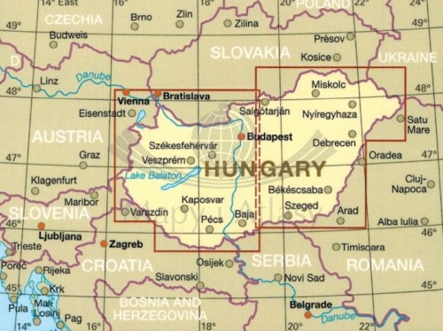 Węgry 1:380 000. Wodoodporna mapa samochodowo-turystyczna wydawnictwa Reise Know-How. Zasięg