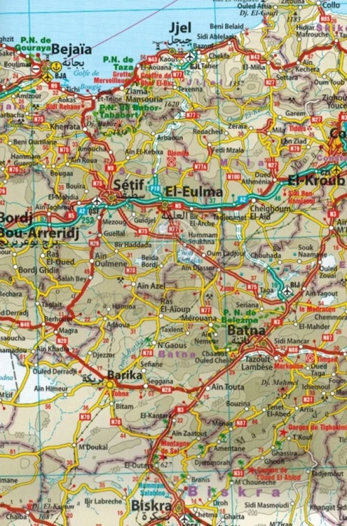 Algieria i Tunezja 1:1 700 000. Wodoodporna mapa samochodowo-turystyczna wydawnictwa Reise Know-How. Fragment