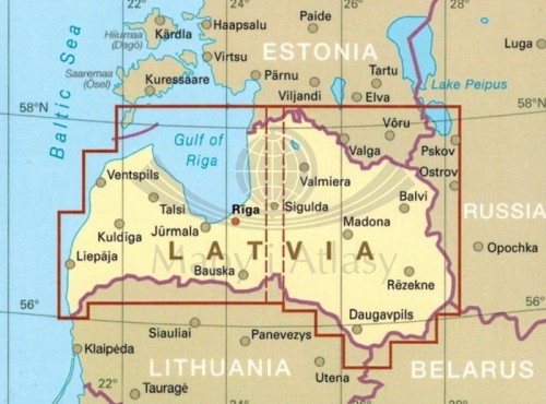 Łotwa 1:325 000. Wodoodporna mapa samochodowo-turystyczna wydawnictwa Reise Know-How. Zasięg