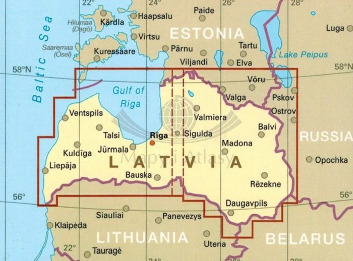 Łotwa 1:325 000. Wodoodporna mapa samochodowo-turystyczna wydawnictwa Reise Know-How. Zasięg