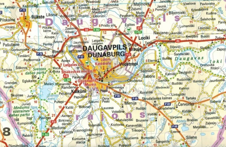 Łotwa 1:325 000. Wodoodporna mapa samochodowo-turystyczna wydawnictwa Reise Know-How. Fragment