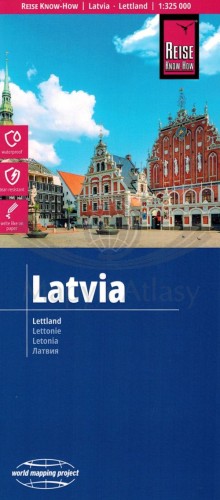 Łotwa 1:325 000. Wodoodporna mapa samochodowo-turystyczna wydawnictwa Reise Know-How. Okładka