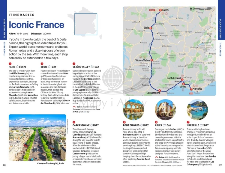 Francja / France. Przewodnik z mapą wydawnictwa Lonely Planet. Przykładowe strony 2