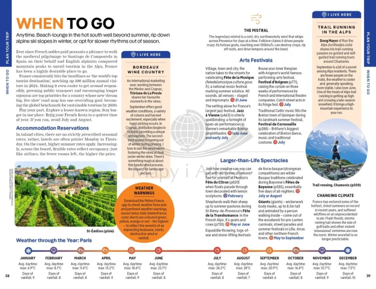 Francja / France. Przewodnik z mapą wydawnictwa Lonely Planet. Przykładowe strony 3