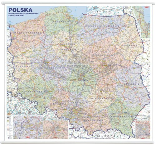Polska 1:500 000. Mapa ścienna administracyjno-drogowa
