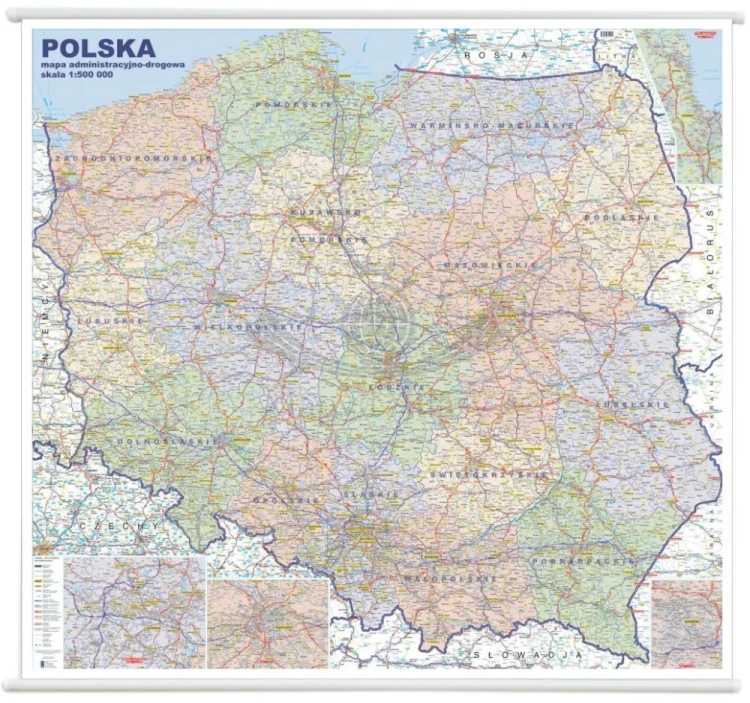 Polska 1:500 000. Mapa ścienna administracyjno-drogowa