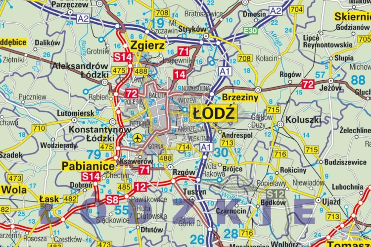 Polska 1:600 000. Mapa ścienna administracyjno-drogowa. Fragment 5