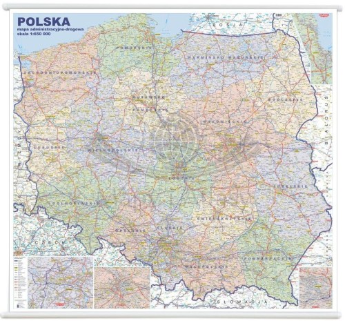 Polska 1:650 000. Mapa ścienna administracyjno-drogowa