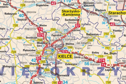 Polska 1:650 000. Mapa ścienna administracyjno-drogowa. Fragment 1