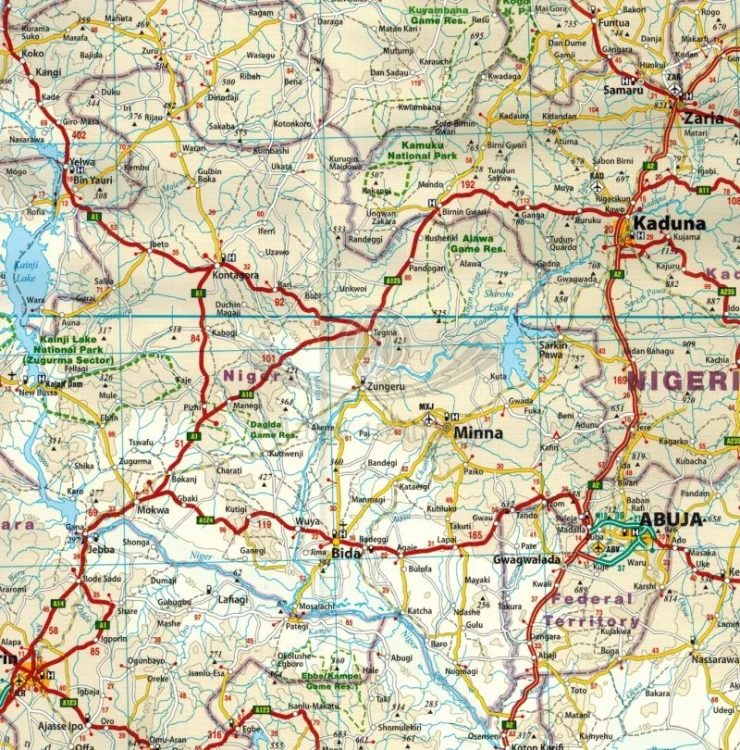 Afryka zachodnia 1:2 200 000. Wodoodporna mapa samochodowo-turystyczna wydawnictwa Reise Know-How. Fragment