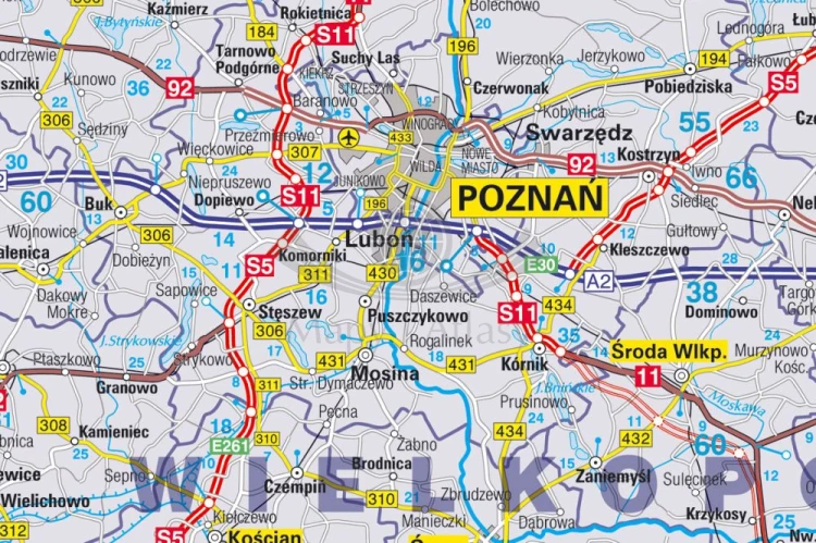 Polska 1:500 000. Mapa administracyjno-drogowa do wpinania. Rama alu SLIM. Fragment 6