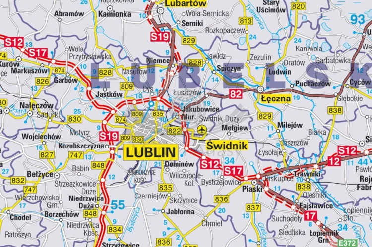 Polska 1:500 000. Mapa administracyjno-drogowa magnetyczna. Rama alu SLIM. Fragment 3