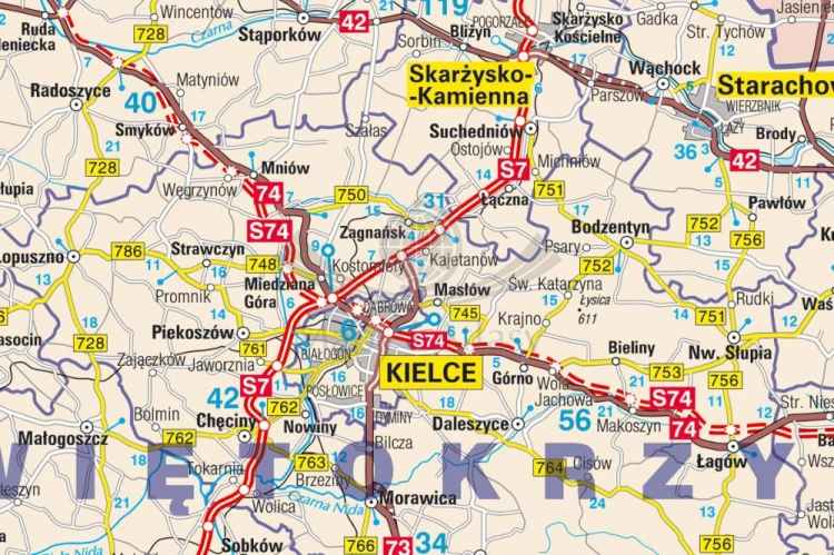 Polska 1:600 000. Mapa administra. Fragment cyjno-drogowa do wpinania. Rama alu SLIM. Fragment 1