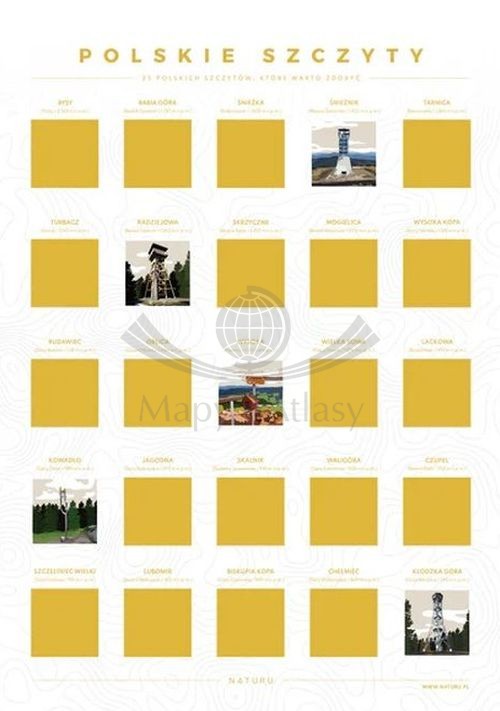 Polskie szczyty TOP 25. Zdrapka - plakat. Naturu + karton