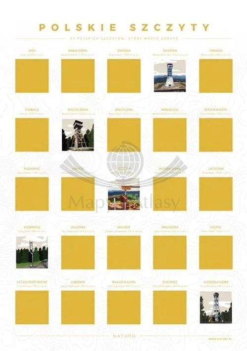 Polskie szczyty TOP 25. Zdrapka - plakat wydawnictwa Naturu