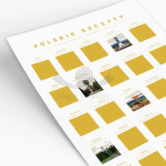 Polskie szczyty TOP 25. Zdrapka - plakat wydawnictwa Naturu. Fragment 1